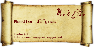 Mendler Ágnes névjegykártya