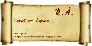 Mendler Ágnes névjegykártya